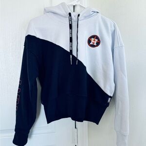 Houston Astro DNKY Ladies Cropped Hoodie Officially License Gear white/navy